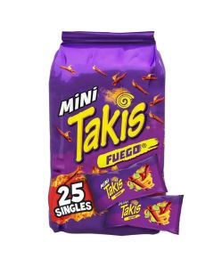 Takis Mini Fuego Bite Size Hot Chilli Pepper and Lime Flavored Tortilla Chips- 25pcs