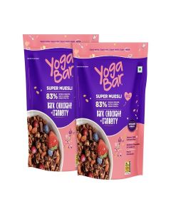 Yogabar Wholegrain Breakfast Muesli - Dark Chocolate + Cranberry, 700g (Pack of 2) (Super Saver Pack) / Healthy Cereals / Granola / Gluten Free / Antioxidant & Protein Rich