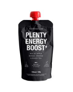 Nutrino Lab PLENTY ENERGY BOOST 180g, Natural Source of Caffeine, Ready to Eat Puree with apple, mango, orange, black tea powder