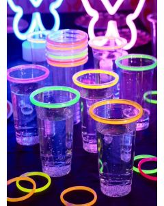 xo, Fetti Party Decorations Glow In Dark Plastic Cups - 16 Disposable 16 oz Cups / Disco Rave Bachelorette Decorations, Y2k Birthday Party Glow Stick Cups, Baby Shower Favors, Neon Supplies