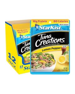 StarKist Tuna Creations Lemon Pepper Pouch 26 oz 12 Pack Wild Caught High Protein Shelf Stable Seafood Gluten Free Soy Free No Draining Ready to Eat for Salads and Sandwiches