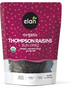 Elan Organic Sun-Dried Thompson Raisins, 7.9 oz - Non-GMO, Vegan, Gluten-Free