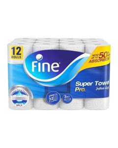 Super Towel Pro, Highly Absorbent, Sterilized 3 Ply 60 Sheets (Pack Of 12)