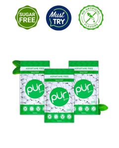 PUR Gum / Aspartame Free Chewing Gum / 100% Xylitol / Sugar Free, Vegan, Gluten Free & Keto Friendly / Natural Spearmint Flavored Gum, 55 Pieces (Pack of 3)