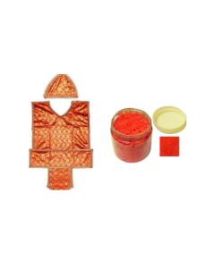 GUG Hanuman Ji Chola Orange with Jari Gota Work Hanuman Ji Chola Hanuman Ji Vastra Bajrangbali Chola with Hanuman ji sindoor 100G