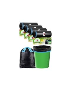 Shalimar Premium OXO Biodegradable Drawstring Garbage Bag, 120 Bags, 48x56 cm, Black, Heavy Duty Leak Proof Lavender Scented Trash Bags for Home and Office Use