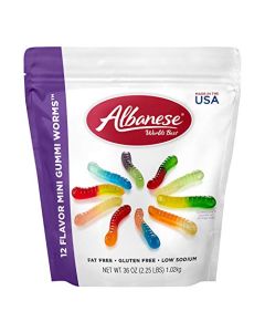 Albanese Worlds Best 12 Flavor Mini Gummi Worms 36oz Bag of Candy Soft Chewy Candy Snacks Fruity Flavor Assortment