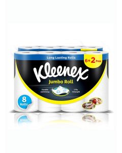 Kleenex Multi Purpose Kitchen Tissue Paper Towel, 2 PLY, 8 Rolls x 90 Sheets, Absorbent Towels for all Surfaces