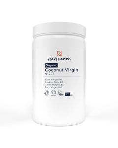 Naissance Organic Virgin Coconut Oil solid no 203 1kg Pure Natural Certified Organic Unrefined Moisturising Conditioning Ideal for DIY Beauty Recipes
