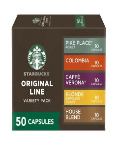 Nespresso Starbucks Capsules, Favorites Variety Pack (Box of 5, 50 Pods, Compatible with Nespresso Original Machines)