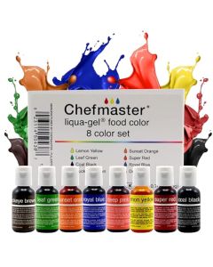 Chefmaster LiquaGel Food Coloring Fade Resistant Food Coloring 8 Pack Vibrant EyeCatching Colors EasyToBlend Formula FadeResistant Made in the USA