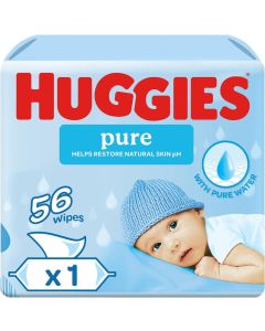 Huggies Pure Baby Wipes, 99% Pure Water Wipes, 1 Pack x 56 Wipes