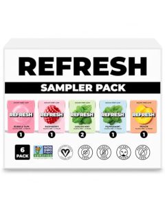 Refresh Gum Sugar Free Natural Xylitol Long Lasting Chewing Gum Natural Flavors Organic Ingredients Plastic Free Non GMO Gluten Free Vegan Sampler Pack