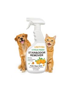 Pet Deodorizer Spray – Citrus Scent Stain & Odor Eliminator for Dogs & Cats / Removes Urine, Pee & Litter Box Smell / Pet Stain & Odor Remover for Home floor, Carpet, Furniture & Kennels 500ml