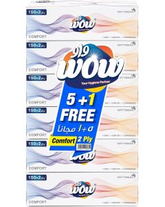 WOW Comfort Facial Tissue 5 + 1 FREE 150 Sheets 2-Ply