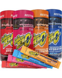 Sqwincher Qwik Stik Variety Bundle - 10 Count Tubes with Electrolyte Drink Mixes in Orange, Fruit Punch, Mixed Berry & Strawberry Lemonade