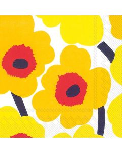Boston International C552671 Ihr Marimekko Floral Beverage Paper Napkins 5 x 5 Unikko Dark Yellow