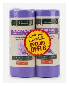 Garbage Bags Lavender-Scented, 5 Gallon, 46 × 52 cm, 30 Bags per Roll (XX Small) – Pack of 2