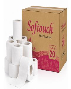 Softouch 2 Ply Toilet Tissue Roll Pack of 20-250 Sheet Per Roll Soft and White Paper