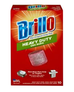 Brillo Heavy Duty Steel Wool Soap Pads Original Red Scent Heavy Duty 10 Count Pack of 1