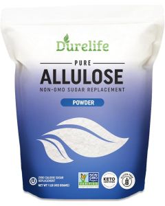 Durelife Pure Allulose Powder - Non-GMO Sugar Replacement, 1 lb, Keto Certified, Zero Calories