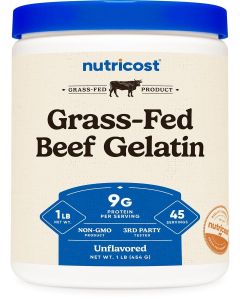 Nutricost Grass-Fed Beef Gelatin Powder (1 LB) Unflavored