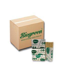 Biogreen M Fold Tissue Paper Towel / Pack of 8 / Sheet Size 21cm X 21cm 150 Sheet/Pkt 35 GSM Paper / 1200 Sheets High Absorbent Mulitpurpose TIssue Paper/Tissue Towel unbleached paper