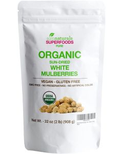 aimnaturals Organic Sun-Dried White Mulberries 2 Lbs