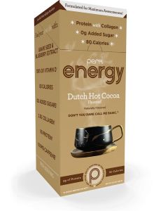Perk Energy Drink Mix (Dutch Hot Cocoa) 10 Stick Packs - Caffeinated Healthy Coffee Alternative with Protein, 100mg of Caffeine, Gluten-Free, Soy-Free, Peanut-Free