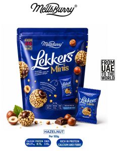 MellsBurry Lekkers Minis Hazelnut Chocolate Bites Premium Crunchy Chocolate Snack Rich in Calcium & Fibre - 150g