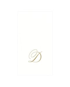Caspari White Pearl Paper Linen Guest Towels Monogram Initial D Pack of 24