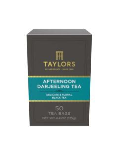 Taylors of Harrogate Afternoon Darjeeling Black Tea Pillow Bags 50 Count Pack of 1 Delicate Sweet Floral Caffeinated Enjoy Hot or Iced 50 Teabags