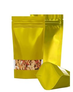 VELEXE Gold Matte Zip Lock Stand Up Pouches / 100mm*150mm / 50 Grams / Pack of 200 / Reusable, Leakproof & Airtight Multi-Purpose Pouches with Self-Sealing Technology