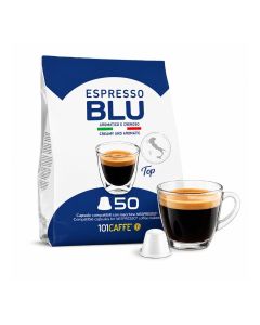 Espresso Blu Coffee Capsules / Compatible with Nespresso® Original Line Machines / Premium Espresso Blend / 50 Capsules Pack / Rich Aroma, Smooth Crema & Full-Bodied Italian Coffee