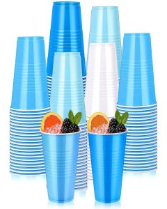 Afarnook 150 Pcs 12oz Plastic Cups Bulk Blue Disposable Party Cups Supplies for Birthday Wedding Graduation Halloween Thanksgiving Christmas Festival Family Gatherings Celebrations