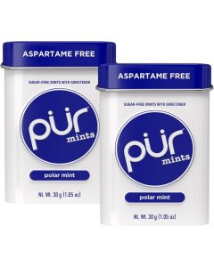 PUR Mints - Aspartame Free Sugar-Free Polar Mint Mints with Xylitol, Vegan, Gluten Free & Keto Friendly - 30 Pieces (Pack of 2)