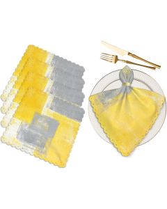 Grey Yellow Graffiti Cloth Table Napkins Set of 4 Modern Simple Art Painting Polyester Washable Decoration Dinner Napkins for Kitchen 18 x 18 inch