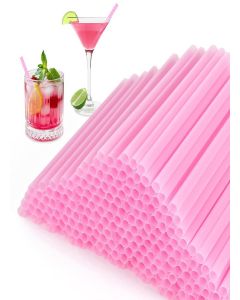 [500 Pcs] 5 Inch Pink Cocktail Straws - 0.24" Diameter Disposable Plastic Drinking Straw for Coffee and Cocktail, Cute Short Straws for Bar,Cafe,Club,Party