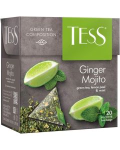 Tess Ginger Mojito Green Tea - Refreshing Green Tea with Ginger, Lemon Peel & Mint, 20 Pyramid Bags
