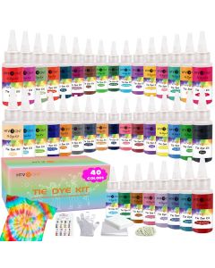 HTVRONT Tie Dye Kit 40 Vibrant Colors Tye Dye Kit for Large Groups PreFilled Bottles Tye dye for Kids Permanent Tie Dye Kits for Adults Tyedyedye Party Supplies Tye dye Kit to GoJust Add Water