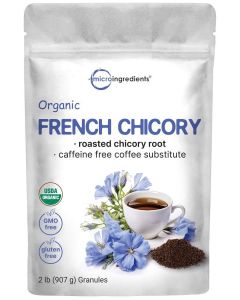 Organic French Chicory Root, 2lbs / Roasted Chicory Granule / Brews like Regular Coffee / Caffeine Free Coffee Substitute / Rich in Prebiotic Fiber / Non-GMO