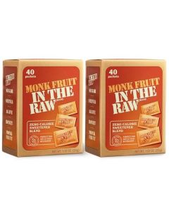 Suger in the Raw Monk Fruit ZeroCalorie Sugar Substitute Packets Natural Monk Fruit Sweetener Powder No Erythritol PlantBased Keto Sweetener Diabetic Friendly 40 Count Each Pack of 2