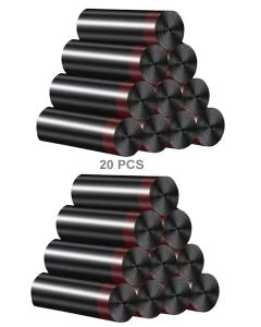 20 Rolls Portable Drawstring Garbage Bag Black/Brown 45*50cm
