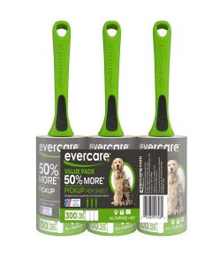 Evercare All Purpose Pet Hair Lint Rollers, 3 Pack, 100 Sheets Each - Reusable Sticky Roller for Pet Hair, Cat & Dog Hair Remover, Lint Remover, Pet Hair Remover for Furniture, Clothing & Cars