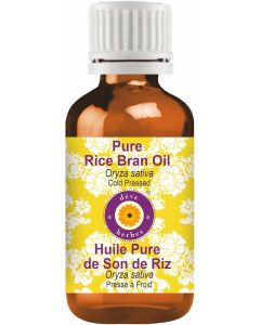 Deve Herbes Pure Rice Bran Oil Oryza Sativa NonSticky NonGreasy for Skin Hair Massage DIY Use 50ml
