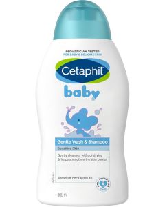 Cetaphil Baby Gentle Wash & Shampoo, Foaming Hair & Body Wash for Sensitive Skin, Unscented, 300ml