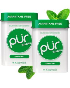 PUR Mints - Aspartame Free Sugar-Free Spearmint Mints, 30 Pieces (Pack of 2) - Vegan, Gluten Free, Keto Friendly