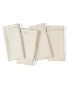Ramanta Home Natural Cloth Dinner Napkin Set of 420x20 Inch Premium Cotton Linen Flax Hemstitched Napkins Soft Durable Washable for Everyday Use Thanksgiving Christmas Parties Halloween