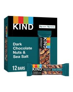 KIND Bars, Dark Chocolate Nuts and Sea Salt, Healthy Snacks, Gluten Free, Low Sugar, 6g Protein, 12 Count