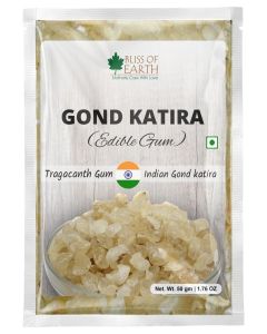 Bliss of Earth Gond Katira Edible Gum Tragacanth Gum Gond for Laddu Organic Cooling Gum for Summer Refreshers and Deserts 50g